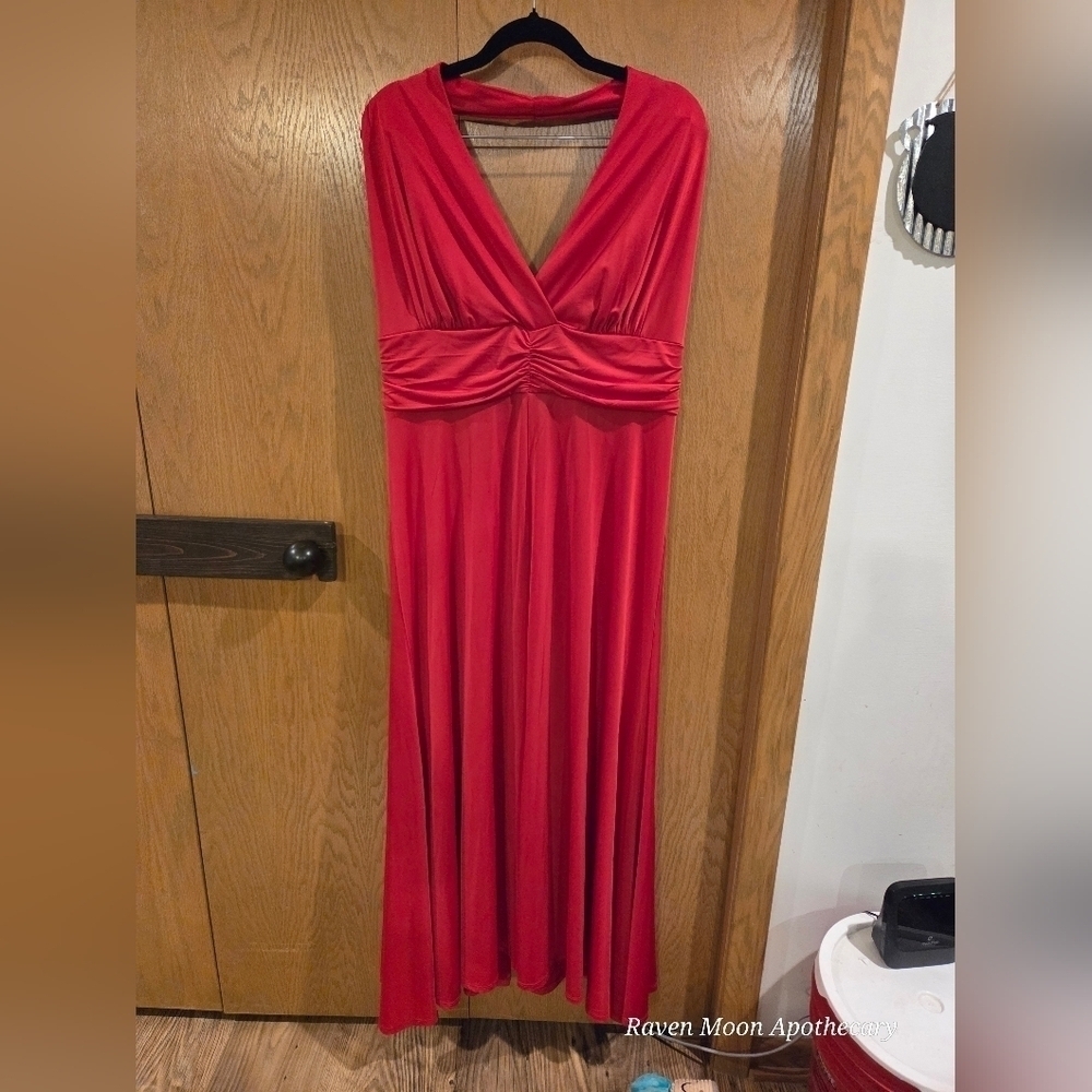 NWT Elegant Red Gown Over the Neck